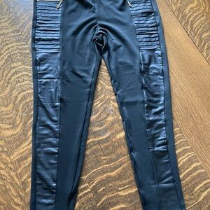 Black Satin Panel Leggings